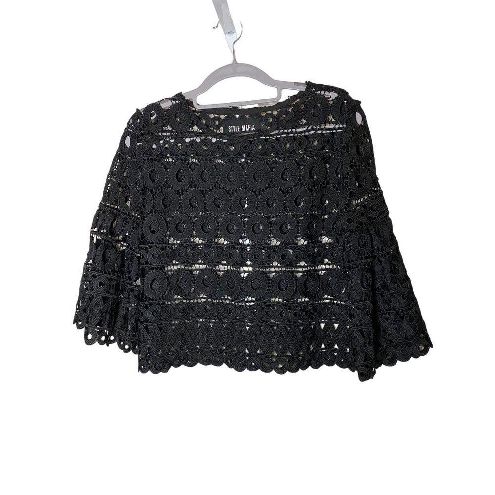 Style Mafia‎ Kiana Top, black crochet blouse Sz L